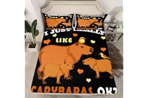 HOMEMISSING Floral Capybaras Bed Sheet Set Floral Capybaras Fitted Sheet Kawaii Animal Bedding Set for Kids Boys Girls Cute Capybara Bed Cover Room Decor Lightweight Bed Set Single