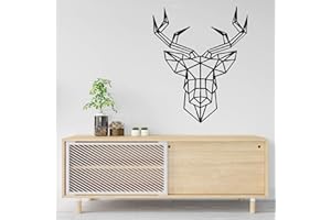 NACNIC Pegatina de pared ESTILO NÓRDICO. Vinilo decorativo de CIERVO. Lámina adhesiva GEOMÉTRICA con detalles de ANIMALES DE MONTAÑA. Decoración minimalista para Hogar, Oficina, Tienda.