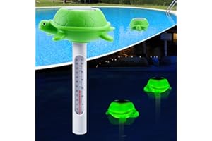 KingSom Thermomètre Piscine Flottant,Thermomètre Piscine Solaire avec lumière de tortue,Thermomètre de Piscine Facile à Lire la Nuit,Thermomètre de l'eau pour Piscine,Thermomètre pour Spa