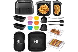 VINUWU Airfryer Zubehör für Philips Airfryer Dual Basket 3000 Series NA350/NA550 Airfryer Zubehör Einschließlich Silikonform Heißluftfritteuse Zubehör, Grillrost, Brotbackformen, Küchenzange, usw