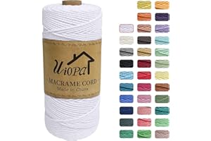 Uiopa Macrame Corda 2mm x 200m, Filo di Cotone Macramè 3 Strand Twisted, Filo Macrame Spago Colorato per Artigianato Fai da Te Piante da Appendere Acchiappasogni