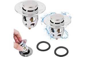 BLNRIAM 2 filtri coprilavabo bagno con filtri anti intasamento, sacchetto di scarico universale pop-up lavabo, valvola di scarico cucina, lavello, vasca da bagno (per fori di scarico 34-40mm)