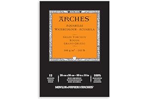 Arches- Bloc Enc 26 x 36 12H Aquarelle 100% épais 300 g Nat, A1795103, Blanc Naturel