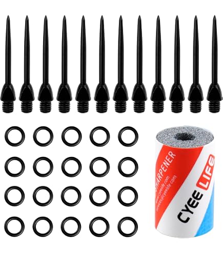 Pointes De Fléchettes CyeeLife Lot De 15 - 32mm, Acier Inox Revêtu Noir, Pour Fléchettes Lisses