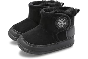 JIASUQI Baby Winter Booties Toddler Ankle Snow Boots with Faux Fur Lined Kid Warm Slippers Shoes for Baby Boys Girls