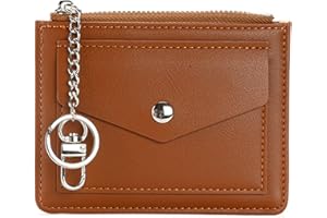 Ronoza Etui na karty damskie, mały portfel damski ze skóry PU, mini portfel damski z kółkiem na klucze i kieszenią na monety, mały portfel damski z zamkiem błyskawicznym, dla kobiet i dziewcząt
