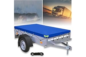 ‎ALOUWEEKUKY alouweekuky Anhänger Plane 214 X 122 X 13cm, 600D PVC Material Anhängerplane, Abdeckplane Anhänger mit Planenseil Reflexstreifen ösen für 750kg PKW Hänger Autoanhänger (Blau, 214 X 122 X 13cm)