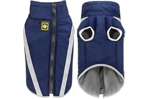 Idepet Waterproof Dog Coat Winter Warm Jacket,Windproof Pet Clothes Dog Jacket Outfit for Small Medium Large Dogs with Harness Hole XL-6XL