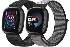 Runostrich Nylon Straps Compatible with Fitbit Versa 4/Sense 2/Versa 3/Sense, Soft Breathable Sport Loop Adjustable Replacement Band Women Man Wristband Accessories