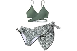 NAIYAFLY Girls Swimsuits Bikini Set 3 Pieces Swimsuit Criss Cross Bathing Suit Girls' Swimwear with Cover Up 2 Pieces Swimming Set for Girls 9 10 11 12 13 Years