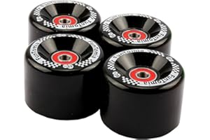 FunTomia - Lot de 4 grosses roues de skateboard ou longboard à LED - 65 x 45 mm - 80 A avecroulements et espaceurs magnétique Mach1®, dureté 80 A