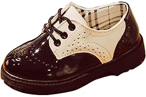 GAORUI Kids Baby Boys Lace Up Leather Brogues Oxford Dress Shoes Wedding School Tuxedo