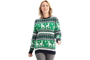 U LOOK UGLY TODAY Hässlicher Weihnachtspullover Damen Unisex lustig Chunky Fair Isle Gestrickter Festlicher Pullover Ugly Christmas Sweater für Party