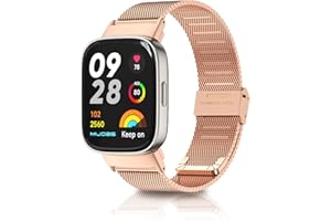 KoGiio Bransoletka do Xiaomi Redmi Watch 3, dla mężczyzn i kobiet, oddychająca, tkana stal nierdzewna, metalowy pasek do zegarka Xiaomi Redmi Watch 3, różowe złoto