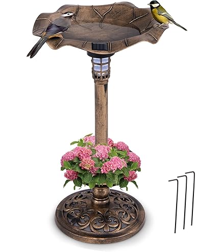 Vogeltränke Mit Solar Leuchten - 3-in-1 Bad, Futterstation & Beleuchtung