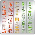 BENECREAT Egypt Theme Stencils, 15.6 x 15.6 cm, Egypt Symbol Elements, Stainless Steel Painting Drawing Stencil for Engraving and Scrapbooking