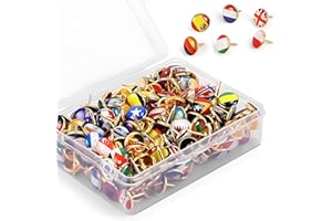 DWFEYOI Lot de 100 punaises de Drapeaux nationaux, épingles de Carte de Drapeaux de Pays pour drapeau national avec guide du drapeau national, punaises pour carte du monde, carte du monde de voyagege