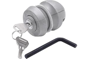 HISports Candado universal para remolque, para caravana, bola de remolque, enganche de bola de remolque, bloqueo de seguridad, con 2 llaves (plata)