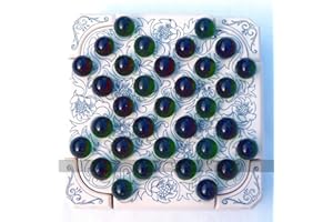 Masters Traditional Games Solitaire Set - Compact 5-inch Solitaire Game with Glass Marbles - Luxury Solitaire Set - Travel Game With Lid