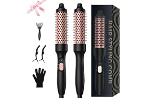 ‎UKLISS UKLISS Thermobürste 32mm Thermal Brush, Thermo Rundbürste 200℃, 3 in 1 Leichte Hot Brush Geeignet für Anfänger, Doppelspannung für Reise, zum Haarstyling - Kamm, Lockig, Glatt (Klassisches Schwarz)