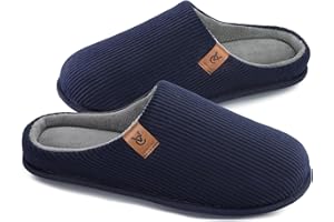 VeraCosy Pantoufles pour hommes confortables à enfiler en velours côtelé avec mousse à mémoire de forme, chaussons d'intérieur