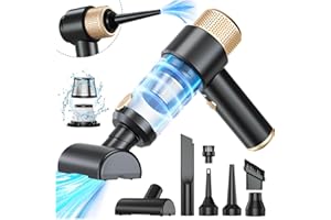 Dealswin 4 en 1 Aspirateur à Main sans Fil, Mini Aspirateur De Voiture Puissant 15 Kpa, 100500 TR/Min éLectrique Souffleur à Air Comprimé pour Voiture, Maison, Bureau, Pc, Poils d'animaux (Noir)
