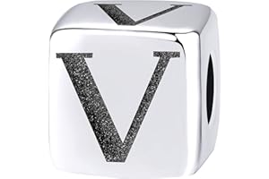 Andante-Stones 925 Perlina d'argento Bead LETTERA "V" Ciondolo da donna Charm per bracciali e collane europei + sacchetto di organza