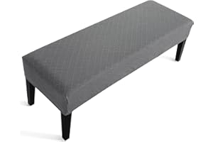 ‎FULOON Fuloon Universal-Bezug für Esszimmer-Bank, elastisch, Stuhlhusse, für Esszimmer, abnehmbar, Bezug für Esszimmerstuhl, Esszimmer (Hellgrau)