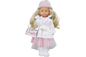 Pioupiou et Merveilles– Dimian– Poupée Bambolina en Manteau Blanc – 46 cm – Une poupée Qui Parle, Chante et raconte Cendrillon – 100 Mots et 3 chansons – Accessoires pour Cheveux – Texture Souple