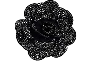 IMINI Rhinestone Rose Flower Fabric Brooch UK - 7cm Crystal Camellia Floral Lapel Pin, Luxury Wedding Corsage Jewellery Gift for Women Her, Fashion Boutonniere Dress Accessories