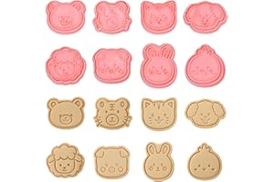 Volumoon 8 Piezas Cortadores de Galletas, Moldes para Galletas, Cortador Galletas Plástico, 3D Moldes Galletas Niños, Molde de Galletas de Dibujos Animados para Fondant Hacer Galletas Bricolaje (A)