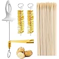SEREBRUM Tornado Spiral Potato Cutter Manual Slicer Vegetable Spiralizer Chips Maker with 4 Stainless Steel Sticks (Potato Twister with Bamboo Sticks)