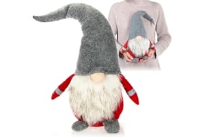 COM-FOUR® Premium XXL Swiateczny krasnal - recznie robiona dekoracja swiateczna - zimowa figurka jako ozdobna podstawka - uroczy goblin jako dekoracja pokoju - krasnolud ze szpiczastym kapeluszem