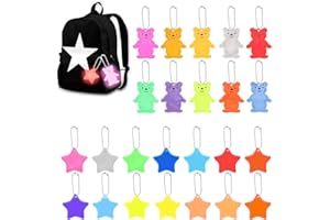 AUEIIKE Set di 24 ciondoli catarifrangenti di sicurezza, ciondolo riflettente stelle e ciondolo riflettente orso, materiale PVC di alta qualità, portachiavi riflettente, adatto per bambini, adulti