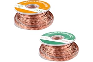 JOWRUN Malla Desoldadora sin limpieza,Malla para Desoldar Cobre puro[2 Pieza/ 3m 2/2.5mm],Trenza de Mecha de Soldadura,Malla Soldadura,Cobre Desoldar,Mecha para Desoldar y Desmontar Componentes Eléctricos