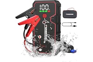 FNNEMGE Avviatore Batteria Auto, 5000A 23800mAh Avviatore Emergenza per Auto(Adatto a Tutti i Veicoli a Benzina o 8,0L Diesel)， Avviatore di emergenza, con di Uscita USB, Luce LED, Schermo Grande HD.
