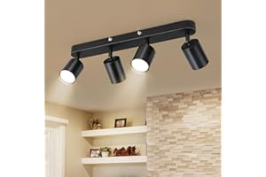 Ketom Faretti da Soffitto Orientabili con 4 Luci, LED Interno Nero Lampada da Soffitto GU10, Moderno Lampadario Faretti per Cucina, Soggiorno, Camera da Letto, Non Inclusa