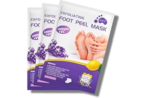 IZBEAUVO 3 Pairs Foot Peel Mask, Exfoliating Foot Peeling Mask for Hard Skin, Callus Remover, Moisturising Socks for Foot Care, Repair Cracked Heel, Dead Skin, Foot Mask for Baby Soft Skin, Vegan - Lavender