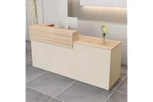 CCUKTFN Bancone Reception con Cassetto e Ripiani Aperti, 100–240 cm Banco Reception Moderno per Uffici, adatto per Saloni, Hall e Negozi al Dettaglio