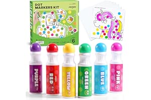Jar Melo Washable Dot Markers for Toddlers, 6 Colors Bingo Dabber Pens with 120 PDF & 10 Activity Papers, Arts and Crafts Supplies for Preschool, Kids Ages 2-4 Years Old