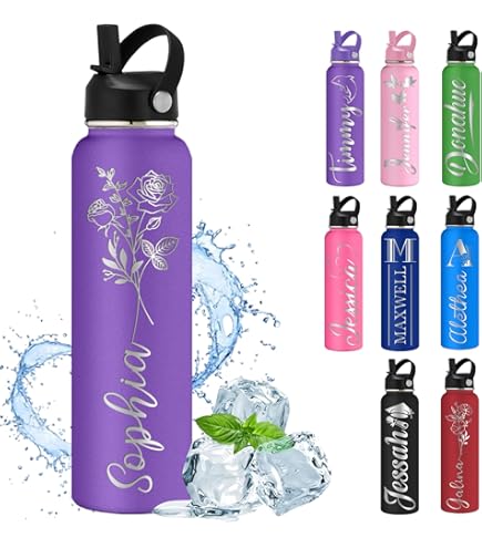EBuyGB Personalized Kids Water Bottle With Carabiner Clip For School