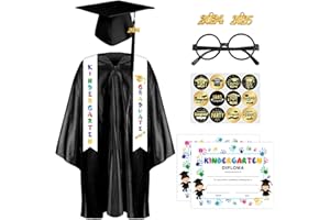 Metaparty 2024 Graduation Gown Set for kids,Kids Graduation Cap and Gown Stole Outfit,Nursery Preschool Toddler Child Costume Tassel Set,Childrens' Graduation Gown with Matching Hat & Tassel Age 8-13
