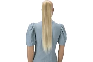 CAISHA by PRETTYSHOP 60cm Posticcio Per Capelli Hailey Con 2 Nastri Coda Di Cavallo Voluminoso Capelli Finti Liscio Biondo Chiaro Mix HC5a