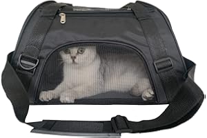WENNEWU Transportbox FüR Katzen Und Hunde, Von Fluggesellschaften Zugelassene Transportboxen FüR Katzen, Geeignet FüR Reisen, Wandern Und Outdoor-Einsatz,Schwarz,Small