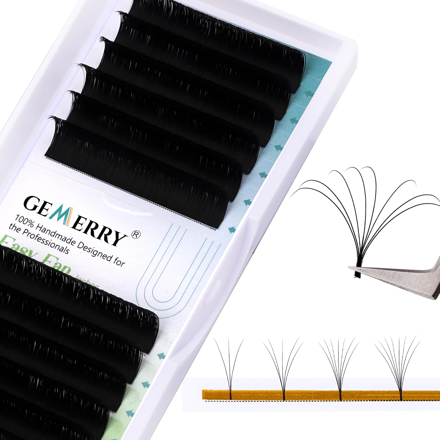 Extensiones de Pestañas Volumen Ruso Abanicos Autofloracion D curl 0.07 Espesor 13mm Longitud Volume Easy Fan Lash Extensions 2D 3D 5D 8D 10D Pestañas Pelo a Ppelo de GEMERRY (0.07-d curl-13mm)