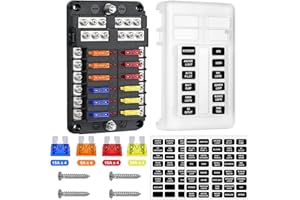 Topcloud 12-Wege-Flachsicherungsblock, 12 V, mit LED-Lichtanzeige und Schutzabdeckung für Auto, Boot, Trike, Auto, LKW, Fahrzeug, SUV, Yacht, RV