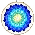 Embroiderymaterial DIY Embroidery Kit for Beginner, Adults & Kids with Blue Divine Circle Design Digital Printed Cloth/Fabric & Written Instructions All Material Included