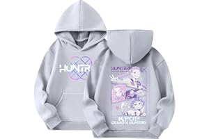 DASHADAO KPop Costume Kids Hoodies Girls Vintage Y2k Pullover Huntrix Huntr/X Hip Hop Streetwear Oversized Fashion Hooded Sweatshirt Long Sleeve Tops for 9-10 11-12 Kids Boys Pink Hoodie Christmas Essentials