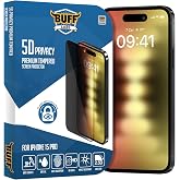 Buff, iPhone 15 Pro ile Uyumlu 5D Privacy Hayalet Ekran Koruyucu, BF2252, Siyah