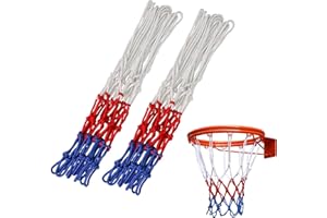 TCPENG® Pack of 2 Heavy Duty BasPack of 2 Heavy Duty Basketball Net, Tri-Colored Basketball Nets Replacement, Accessories for Outdoor Indoor Sportsketball Net